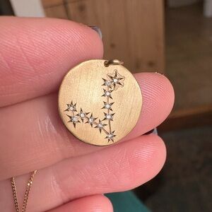 9k Gold Diamond Pisces Constellation Pendant Greek